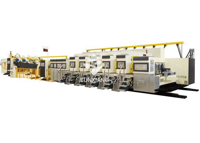 4 Colors Flexo Folder Gluer Machine / Flexo Printer With Folder Gluer